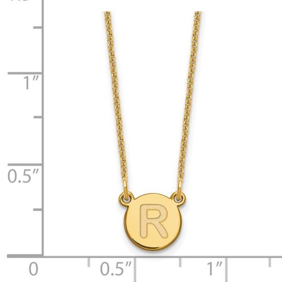 Kazi Luxury 14k Yellow Gold Tiny Circle Block Letter R Initial Necklace - Picture 2 of 2
